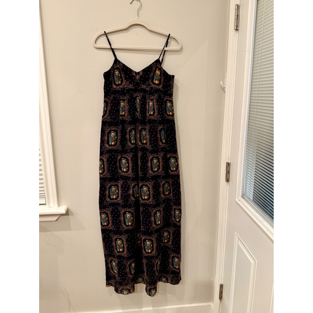 Madewell Womens Black Floral Boho Cotton Maxi Dress w/Pockets Size 2 #Whimsigoth